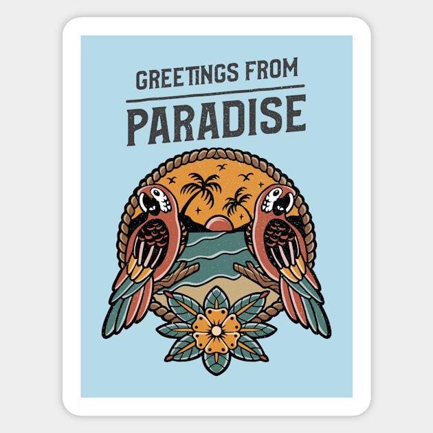 Tropical Paradise Parrots Sticker by Tip Top Tee's